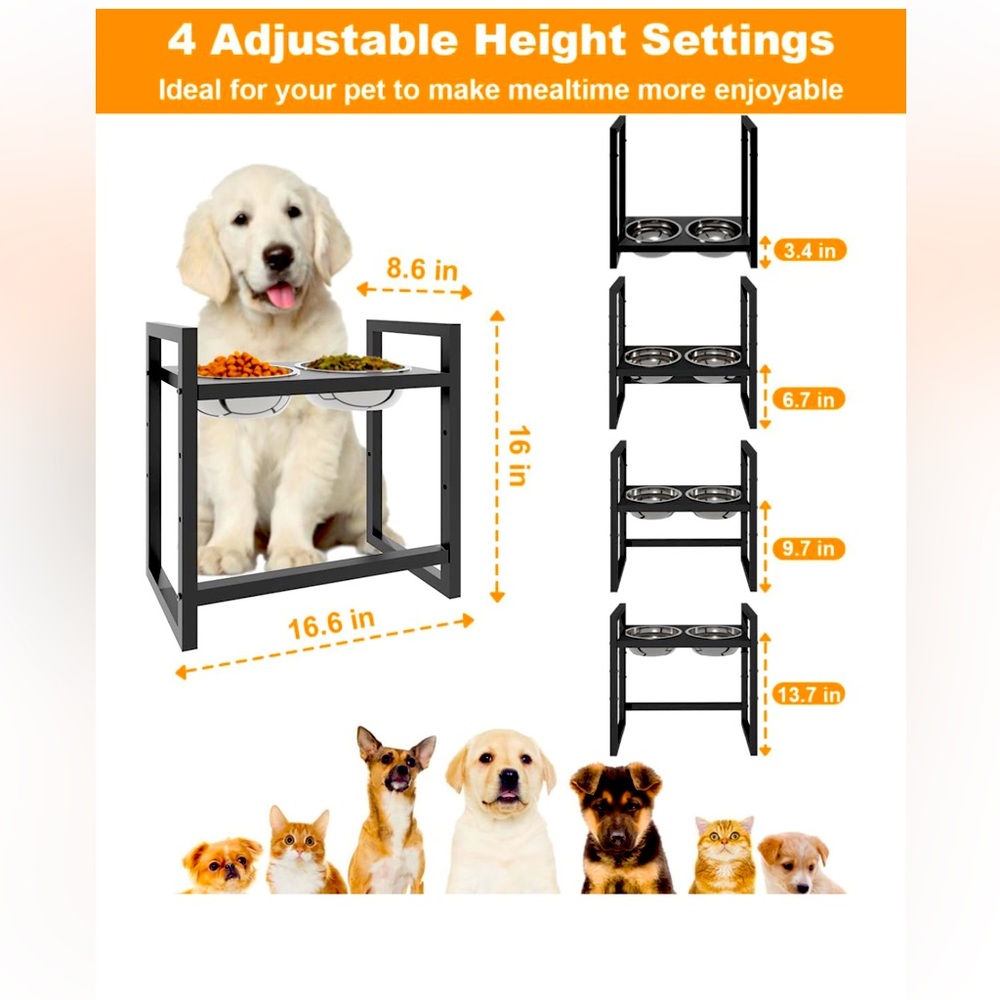 Fandature super Heavy duty  raised dog bowls stand and  2 PCs of bowls